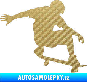 Samolepka Skateboard 012 pravá 3D karbon zlatý