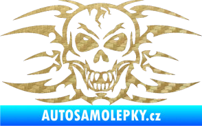 Samolepka Skeleton - lebka 3D karbon zlatý