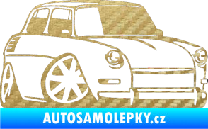 Samolepka Škoda 1000 karikatura pravá 3D karbon zlatý