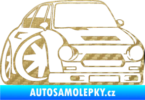 Samolepka Škoda 110r karikatura pravá 3D karbon zlatý