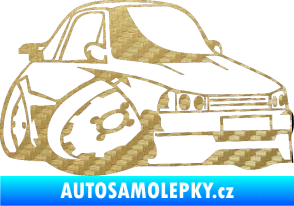 Samolepka Škoda 120 karikatura pravá 3D karbon zlatý