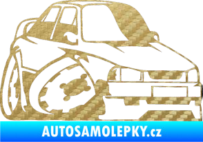 Samolepka Škoda 130 karikatura pravá 3D karbon zlatý