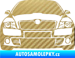Samolepka Škoda Octavia 2 karikatura  3D karbon zlatý