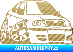 Samolepka Škoda Octavia karikatura pravá 3D karbon zlatý