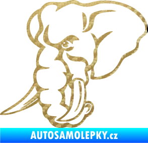 Samolepka Slon 026 levá hlava 3D karbon zlatý