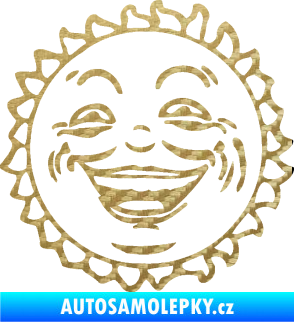 Samolepka Slunce usměvavá tvář 3D karbon zlatý