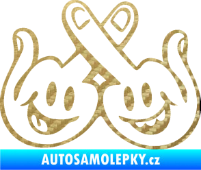 Samolepka Smajlíci f*ck levá 3D karbon zlatý
