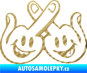 Samolepka Smajlíci f*ck pravá 3D karbon zlatý