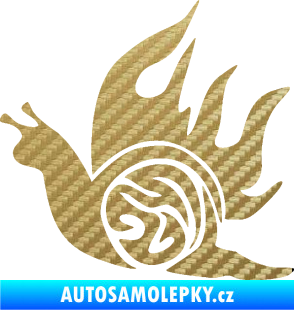 Samolepka Šnek s plameny levá 3D karbon zlatý