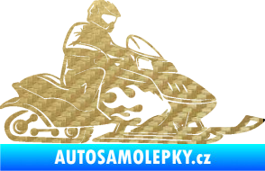 Samolepka Sněžný skútr pravá 3D karbon zlatý