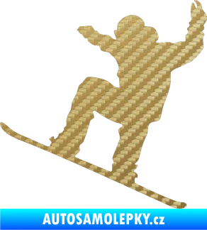Samolepka Snowboard 003 levá 3D karbon zlatý