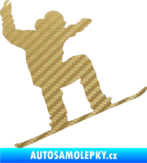 Samolepka Snowboard 003 pravá 3D karbon zlatý