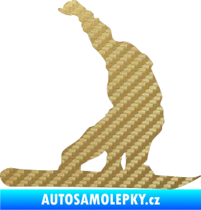 Samolepka Snowboard 011 pravá 3D karbon zlatý