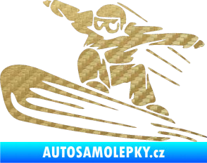Samolepka Snowboard 014 levá 3D karbon zlatý