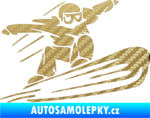 Samolepka Snowboard 014 pravá 3D karbon zlatý