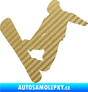 Samolepka Snowboard 020 pravá 3D karbon zlatý