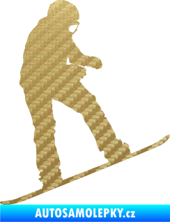 Samolepka Snowboard 030 pravá 3D karbon zlatý