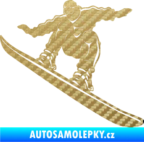 Samolepka Snowboard 038 levá 3D karbon zlatý