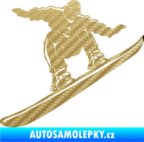 Samolepka Snowboard 038 pravá 3D karbon zlatý