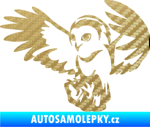 Samolepka Sova 006 levá 3D karbon zlatý