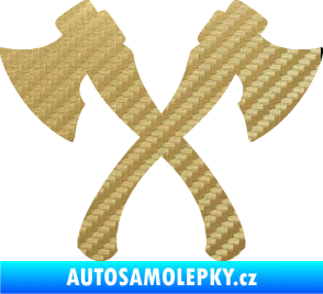 Samolepka Spojené sekery 3D karbon zlatý