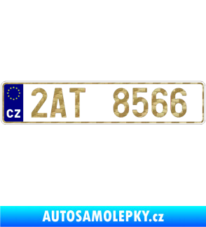 Samolepka SPZ s EU reflexní (odrazkový) podklad 3D karbon zlatý