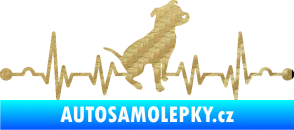 Samolepka Srdeční tep 007 pravá pitbull 3D karbon zlatý