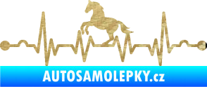 Samolepka Srdeční tep 010 levá  koník 3D karbon zlatý