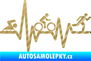 Samolepka Srdeční tep 012 pravá triatlon 3D karbon zlatý