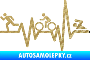 Samolepka Srdeční tep 012 levá triatlon 3D karbon zlatý