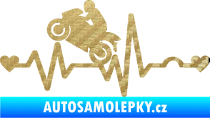 Samolepka Srdeční tep 013 levá motorkář 3D karbon zlatý