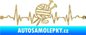 Samolepka Srdeční tep 016 levá pletení 3D karbon zlatý