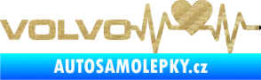 Samolepka Srdeční tep 021 levá Volvo srdcem 3D karbon zlatý