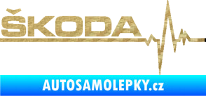 Samolepka Srdeční tep 034 levá Škoda 3D karbon zlatý