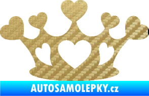 Samolepka Srdíčka korunka 3D karbon zlatý