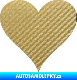 Samolepka Srdíčko 001 3D karbon zlatý