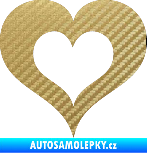 Samolepka Srdíčko 004 dvojitý obrys 3D karbon zlatý