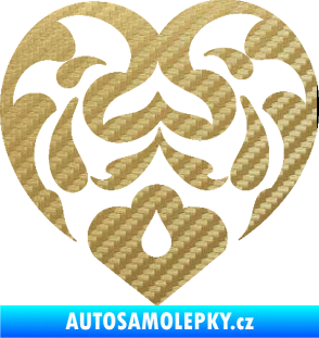 Samolepka Srdíčko 007 3D karbon zlatý