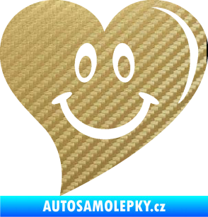 Samolepka Srdíčko 014 pravá s úsměvem 3D karbon zlatý