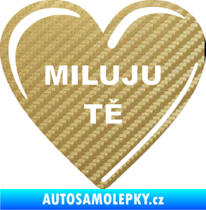 Samolepka Srdíčko 015 miluju tě 3D karbon zlatý