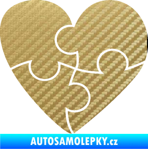 Samolepka Srdíčko 018 pravá puzzle 3D karbon zlatý