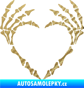 Samolepka Srdíčko z kostí 3D karbon zlatý