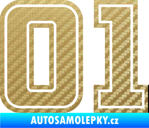 Samolepka Startovní číslo 01 typ 5 3D karbon zlatý