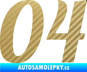 Samolepka Startovní číslo 04 typ 3 3D karbon zlatý