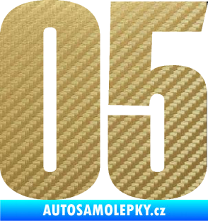 Samolepka Startovní číslo 05 typ 2 3D karbon zlatý