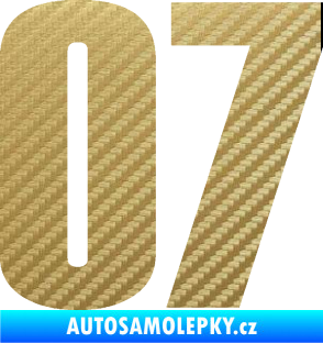 Samolepka Startovní číslo 07 typ 2   3D karbon zlatý