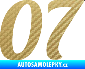 Samolepka Startovní číslo 07 typ 3 3D karbon zlatý