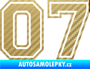 Samolepka Startovní číslo 07 typ 4 3D karbon zlatý