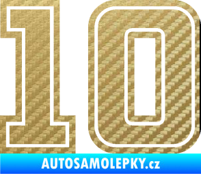 Samolepka Startovní číslo 10 typ 5 3D karbon zlatý