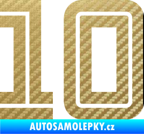 Samolepka Startovní číslo 10 typ 7 3D karbon zlatý